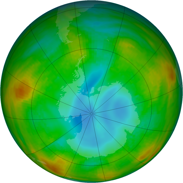 Antarctic ozone map for 07 August 1981